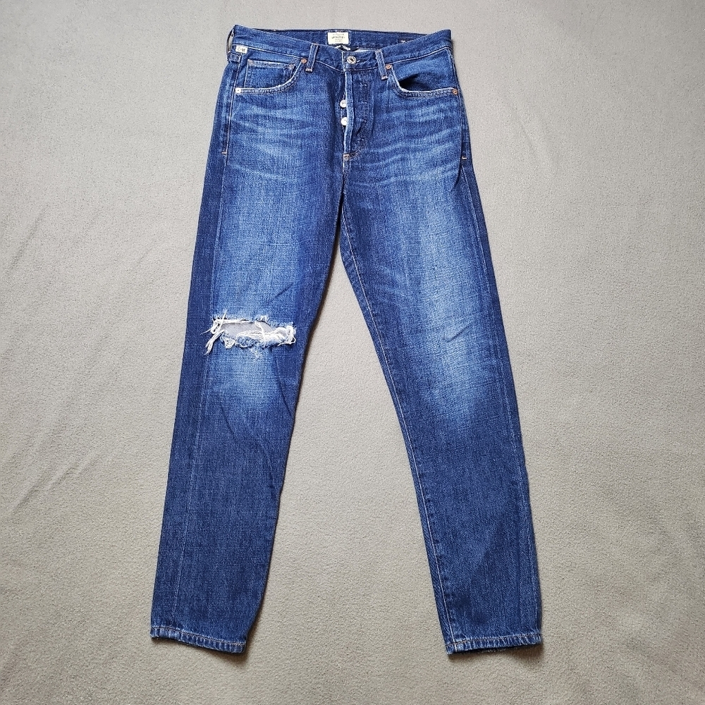 Citizens Of Humanity Liya High Rise Classic Fit Crop Jeans Distressed Sz 25